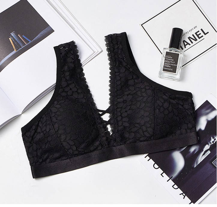 

Шикарный кружевной женский топ топик бюстгальтер бралетт лиф, Черный