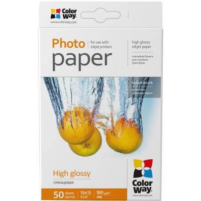

Бумага ColorWay 10x15 180г glossy, 50с (PG1800504R), Белый