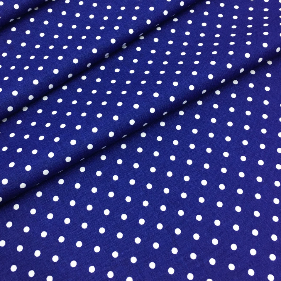 

Польская хлопковая ткань "Горох белый на синем 3 мм", Разные цвета
