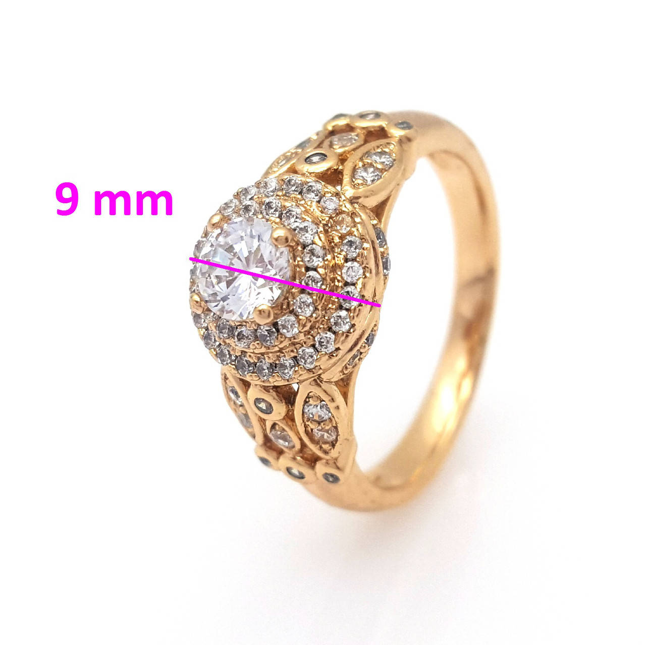 

Кольцо Ажурная Печать с цирконием, p. 17, р. 18,5 р. 19,5, позолота Xuping, 18К