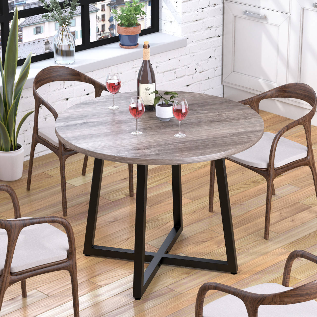 

Круглый стол Loft-design Бланк темный дуб-палена