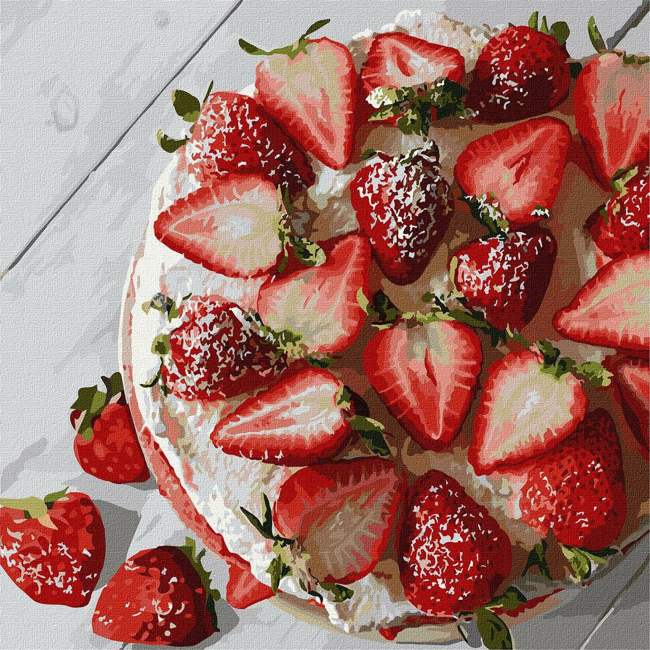 

Картина по номерах Ідейка KHO5606 Натюрморт "Полуничне щастя" 30*30см