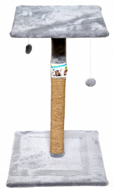 

Когтеточка большой столбик с полкой Пухнастики 75*45 см (серая)