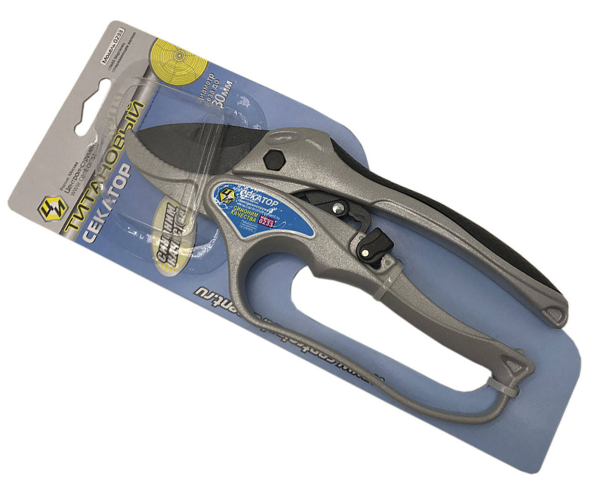 

Секатор титановый с храповым механизмом 200 мм срез до 30мм