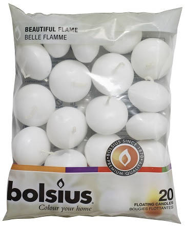 

Плавающие свечи Bolsius белые 20 шт (пл20-090), Белый