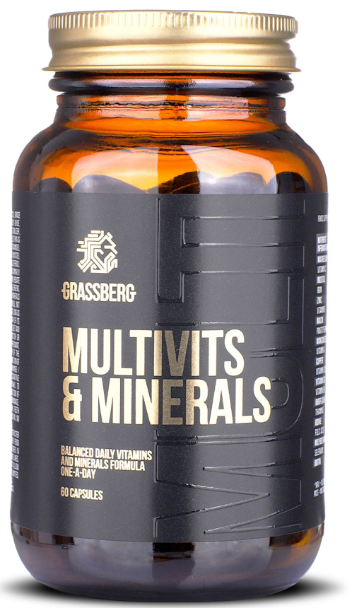 

Мультивитамины и минералы, Multivits & Minerals, Grassberg, 60 капсул