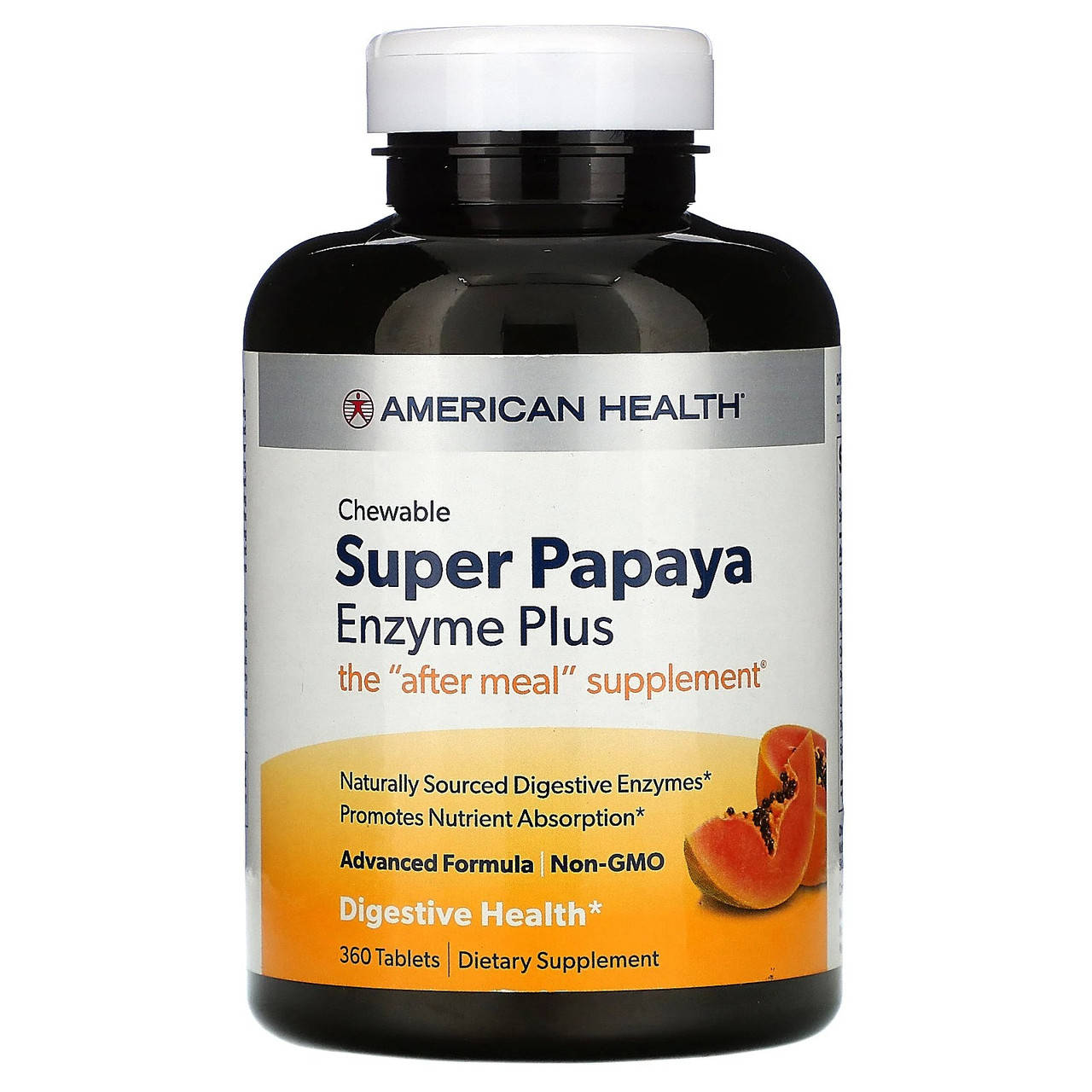

American Health, Super Papaya Enzyme Plus, жевательные таблетки с ферментами, 360 шт. - Оригинал