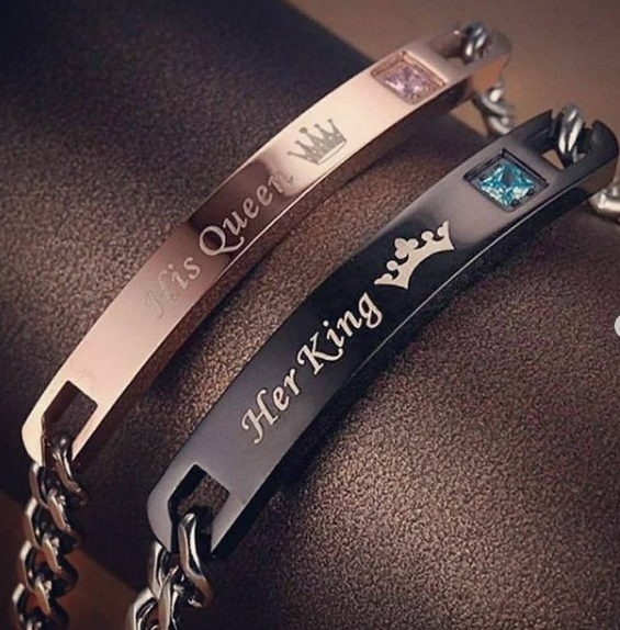 

Парные браслеты His Queen/Her King для влюблённых, комплект + подарочный мешочек