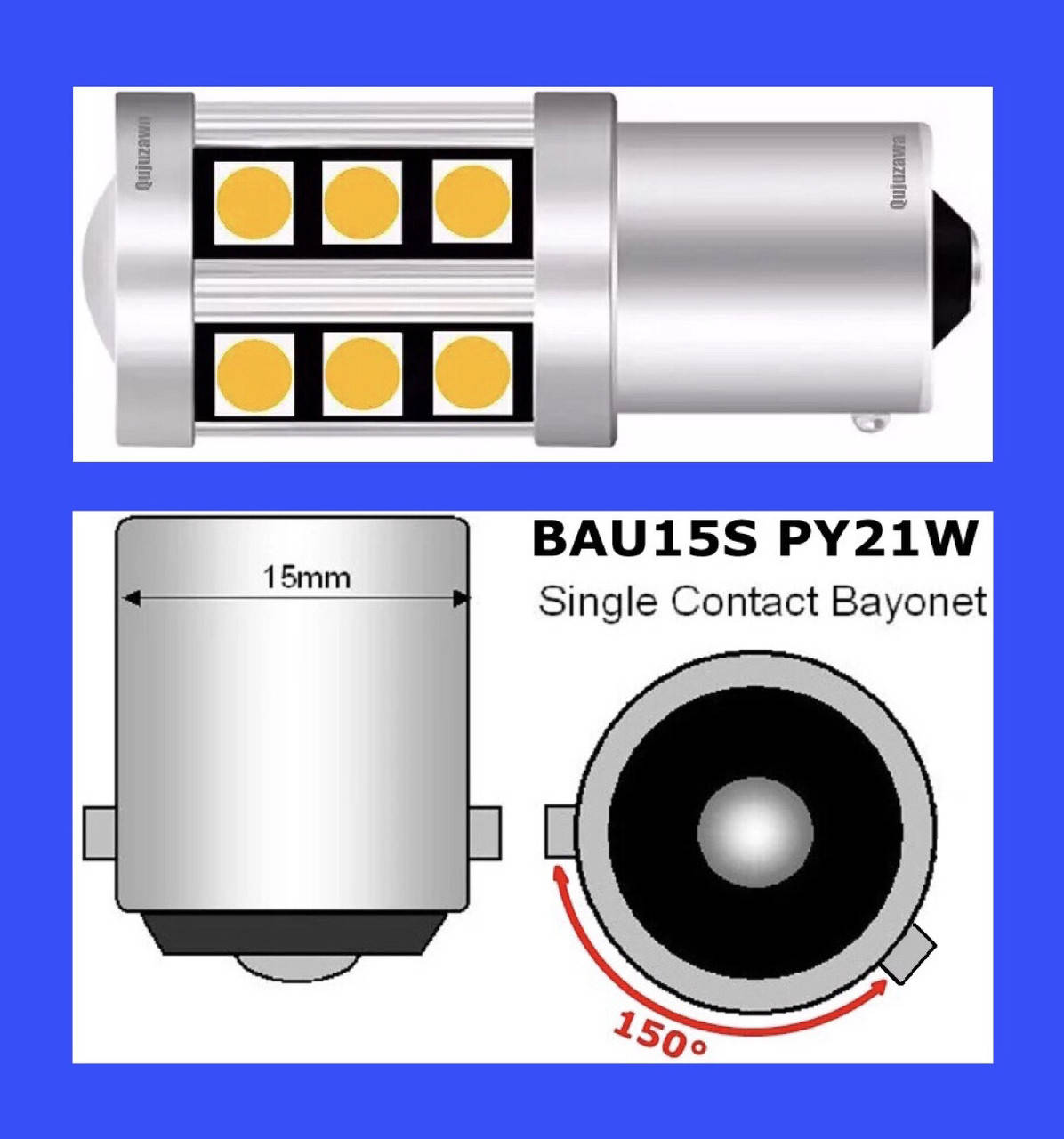 

Светодиодная Led лампа BAU15S PY21W 12V 5W 1156