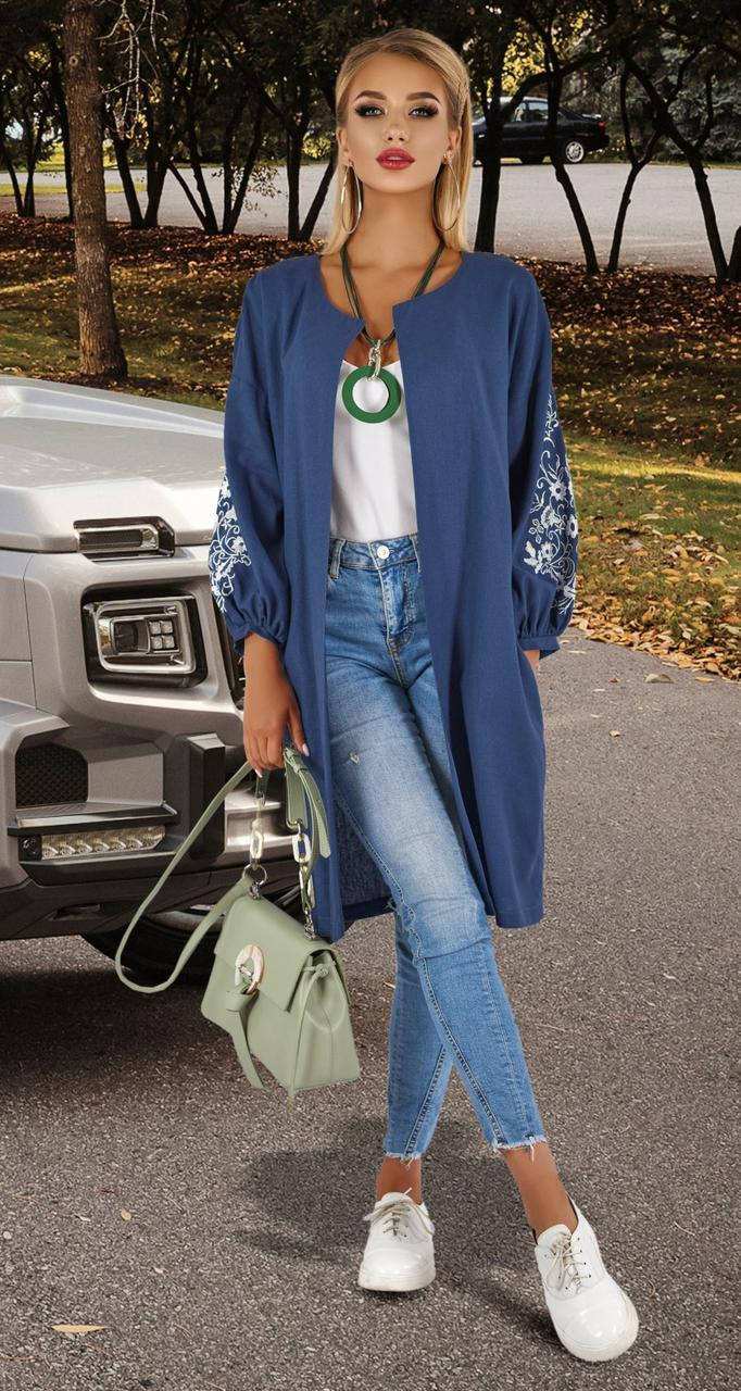 

Кардиган из льна № 4224 (46), Синий