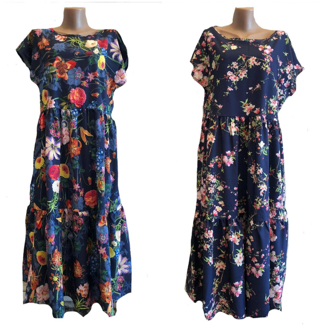 

Платье женское летнее воланами длинное