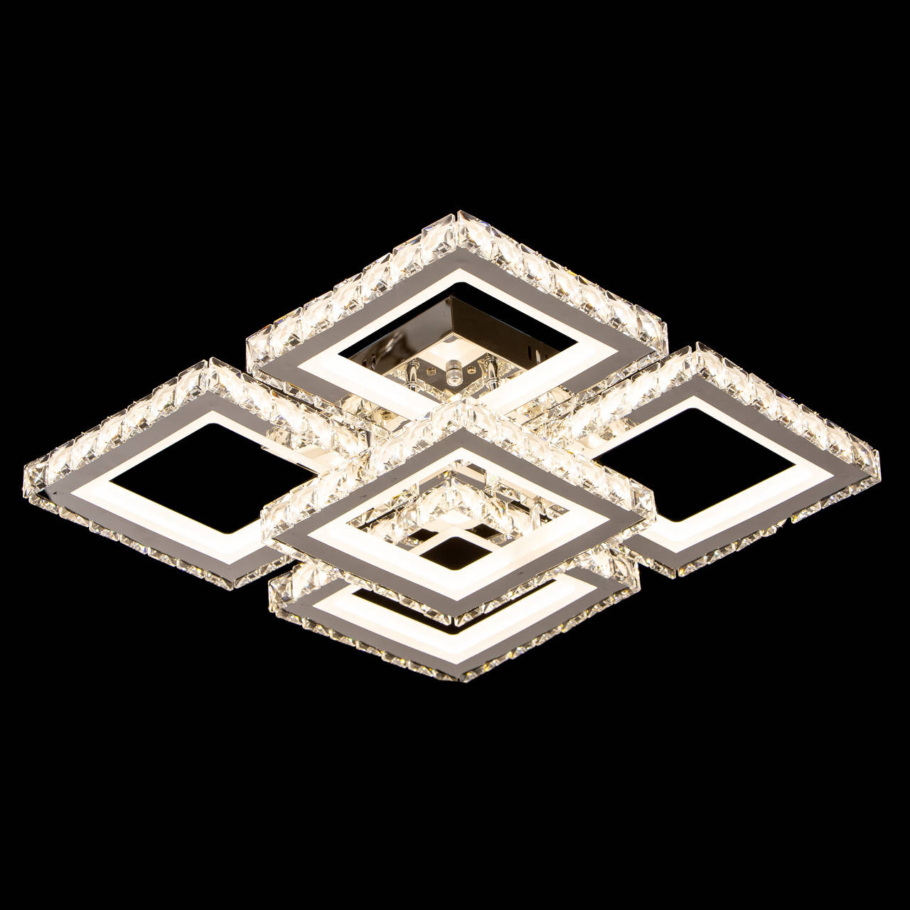 

Люстра квадрат светодиодная хрустальная с пультом управления, Хром