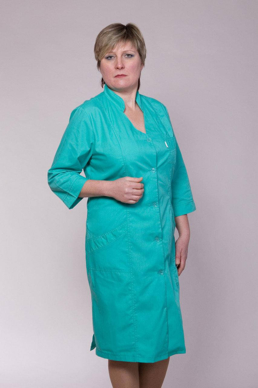 

Женский большой медицинский халат мятного цвета 44-66