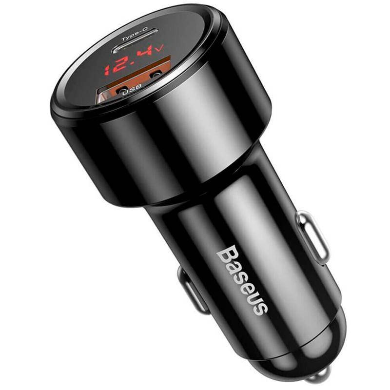 

Автомобильное зарядное устройство 1USB Baseus Magic Series QC with Display (+Type-C) (6A) (CCMLC2OC-01) Black, Черный