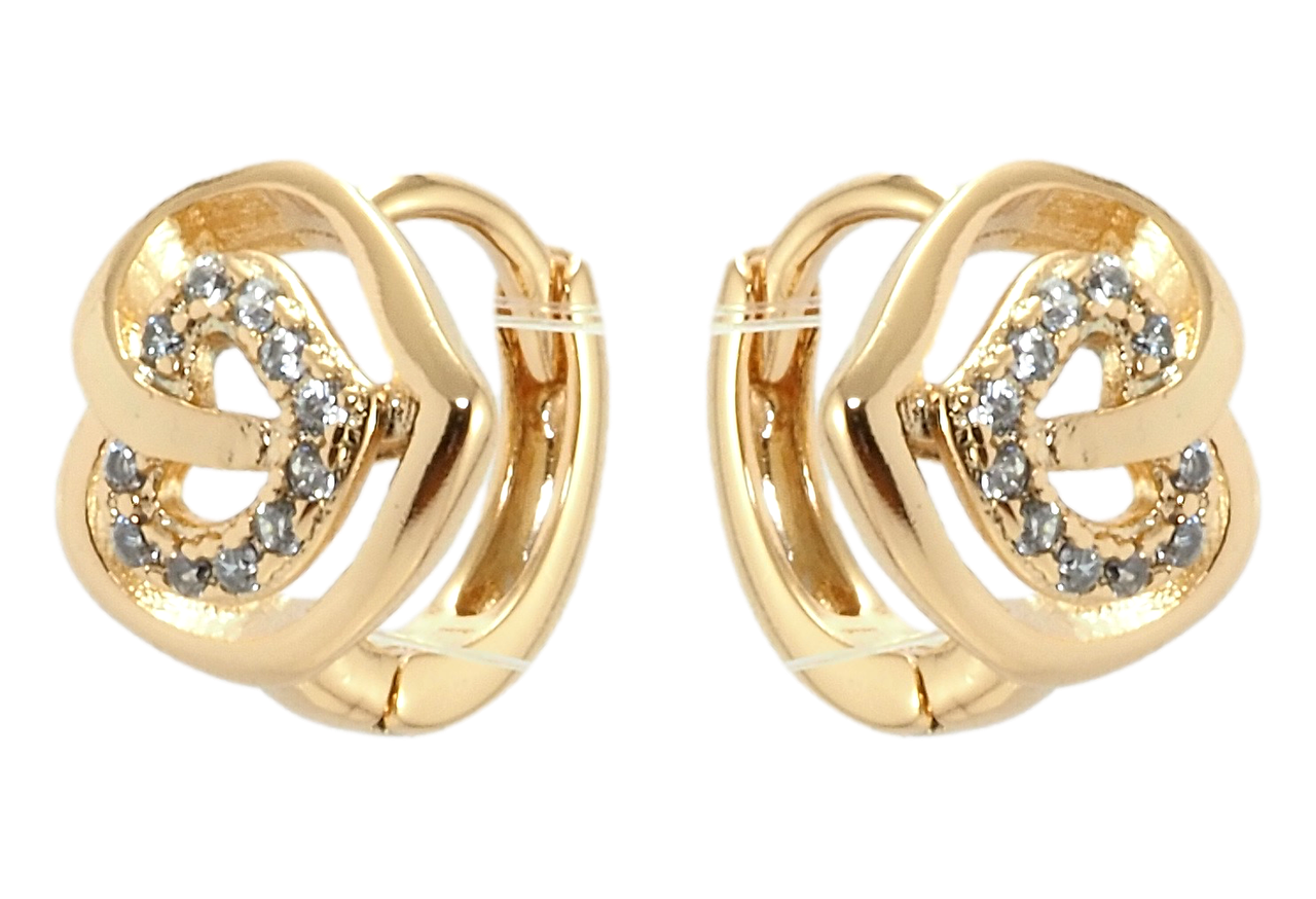 

Серьги Xuping Позолота 18K колечки "Сердечки"