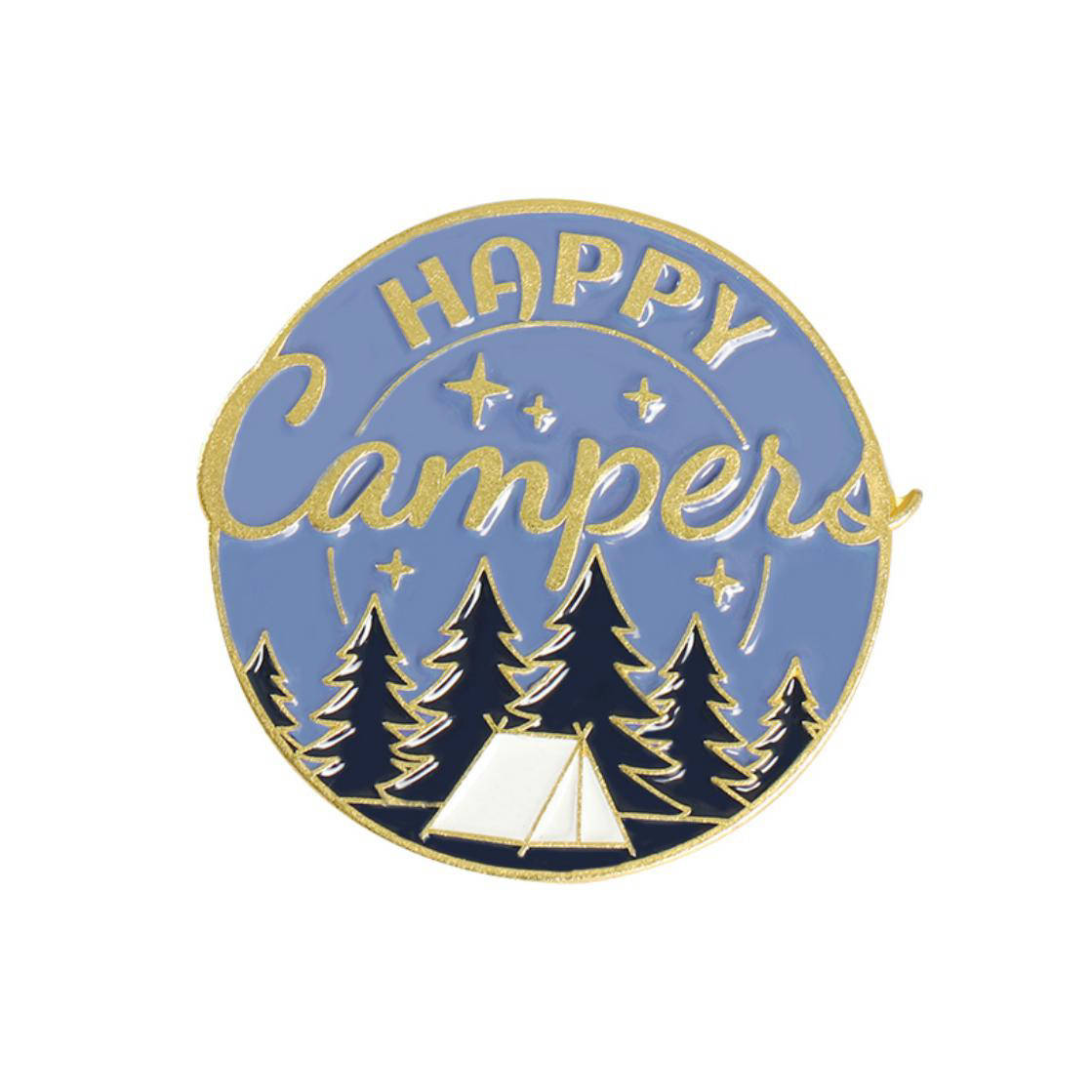 

"Палатка и лес Счастливые туристы Happy campers" значок (пин) металлический
