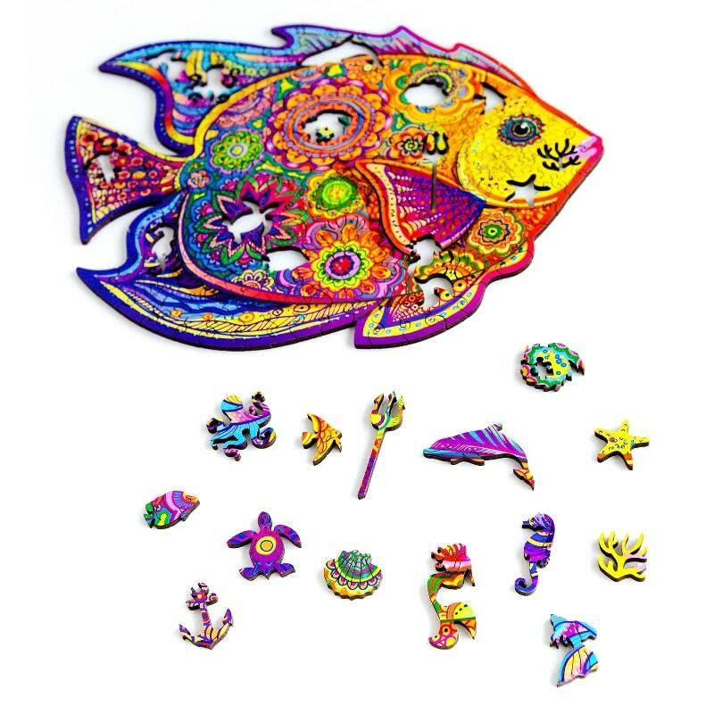 

Фигурный пазл из дерева "Сияющая рыбка"