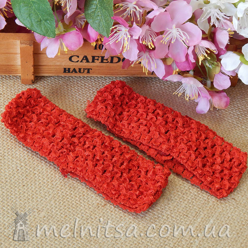 

Повязка на голову ажурная, красный, 4 см