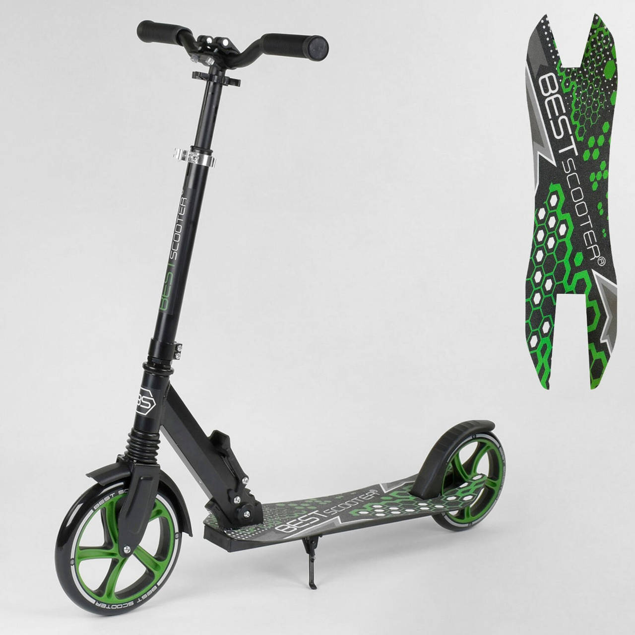 

Самокат двухколесный складной Best Scooter, колеса PU - 220 мм, зажим руля, амортизатор 70875, Зелёный