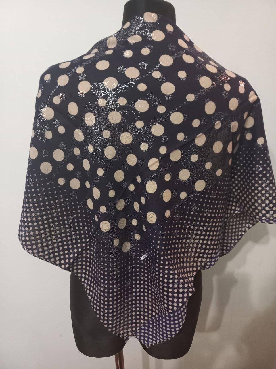 

Платок в горошек с напылением, 100 на 100 см, модель 3, Синий