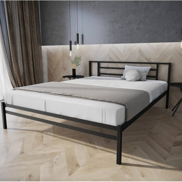 

Металлическая кровать 140х200 Glance black ТМ EAGLE
