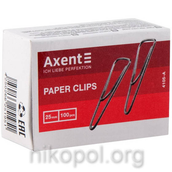 

Скрепки AXENT 25мм треугольные никелированные 4105-А 100шт