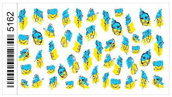 

Наклейки (слайдеры) для дизайна ногтей с символикой Украины Лица абстракция Украина 5162