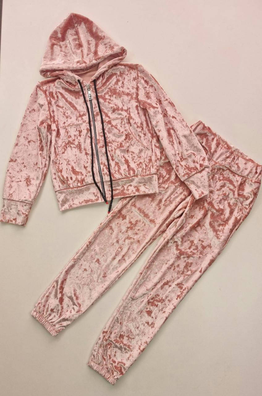 

Детский велюровый спортивный костюм р.122-134, Персиковый