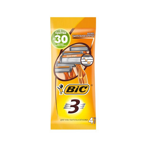 

Станок для бритья BIC 3 для чувствительной кожи уп.4шт