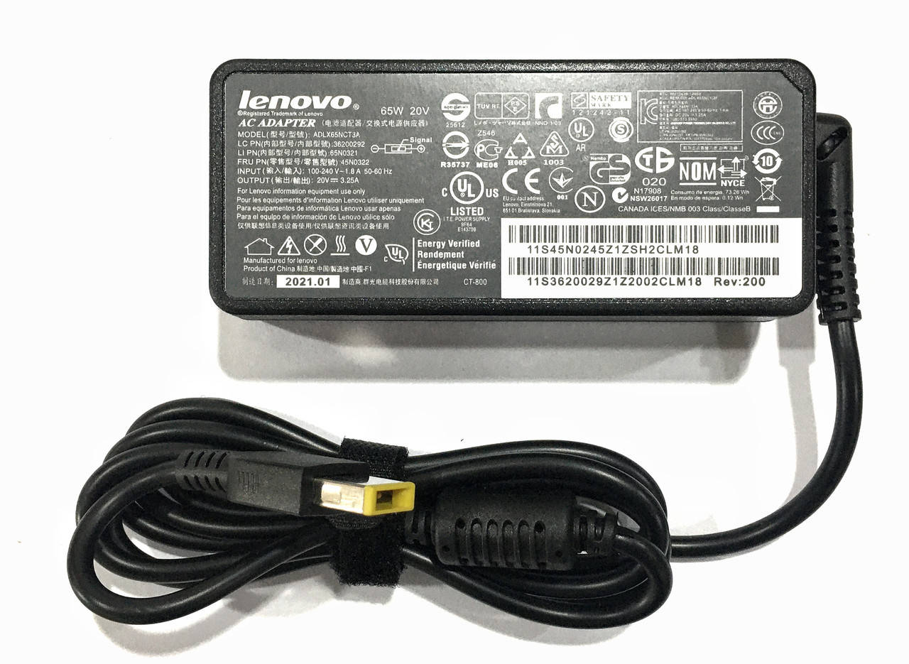 

Блок питания для ноутбука Lenovo 20V 3.25A 65W (square USB+PIN)