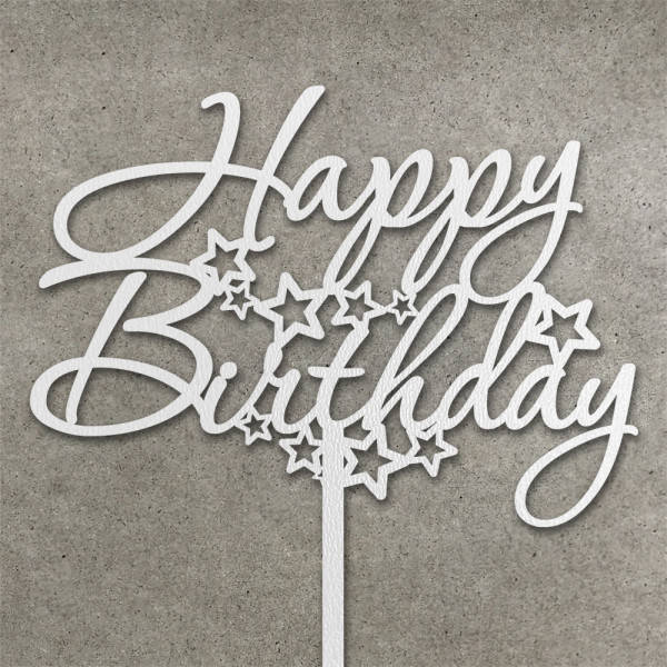 

Деревянный топпер белый Happy Birthday