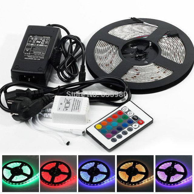 

Светодиодная лента многоцветная LED SMD 5050 RGB с пультом и блоком питания 12V