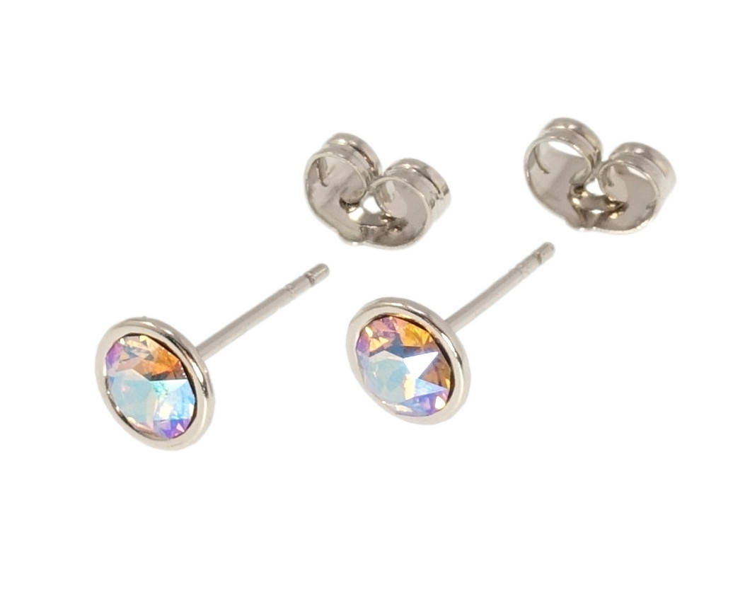 

Серьги Xuping Родий с кр-ми Swarovski гвоздики (пусеты) "Кристаллы Silk Shimmer" ø 7мм