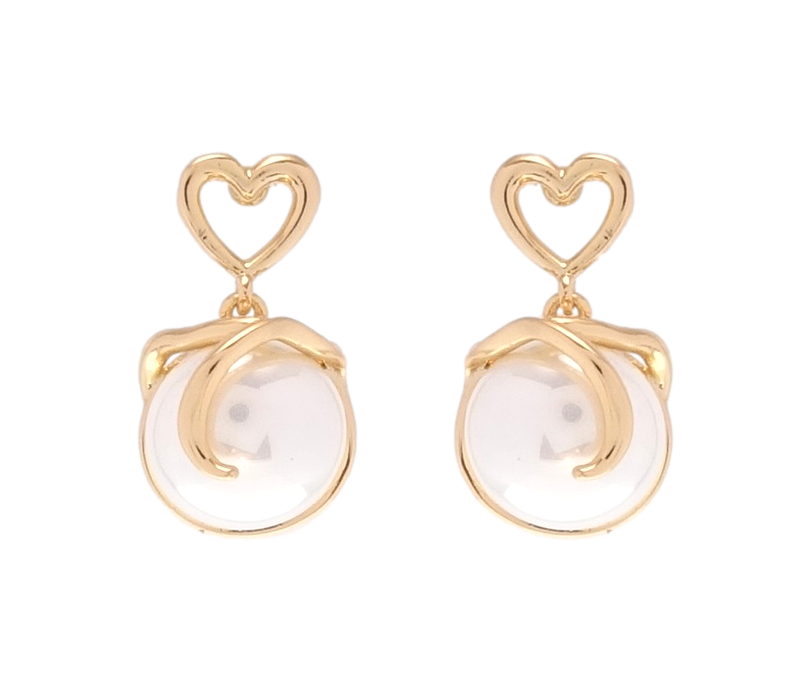 

Серьги Xuping Позолота 18K гвоздики (пусеты) "Сердечки с жемчужными подвесками"