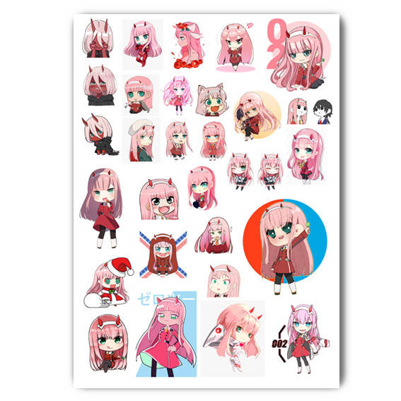 

Стикеры Зеро Ту аниме Милый во Франксе Чиби А3 лист (stik_063)