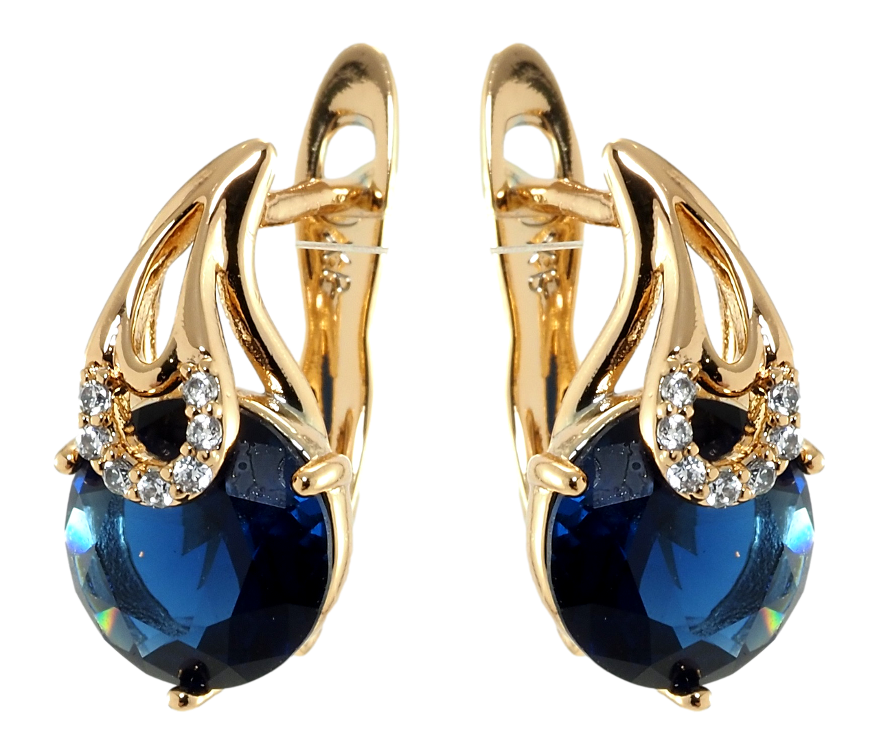 

Серьги Xuping Позолота 18K английский замок "Синие фианиты с петельками"