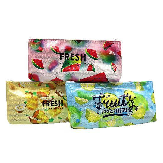 

Пенал кожзам голограмма "Fruits", 18.5*9*3см, Серый