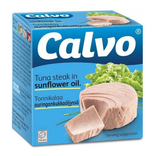 

Тунец кусками Calvo в подсолнечном масле 80 г, 24 шт/ящ