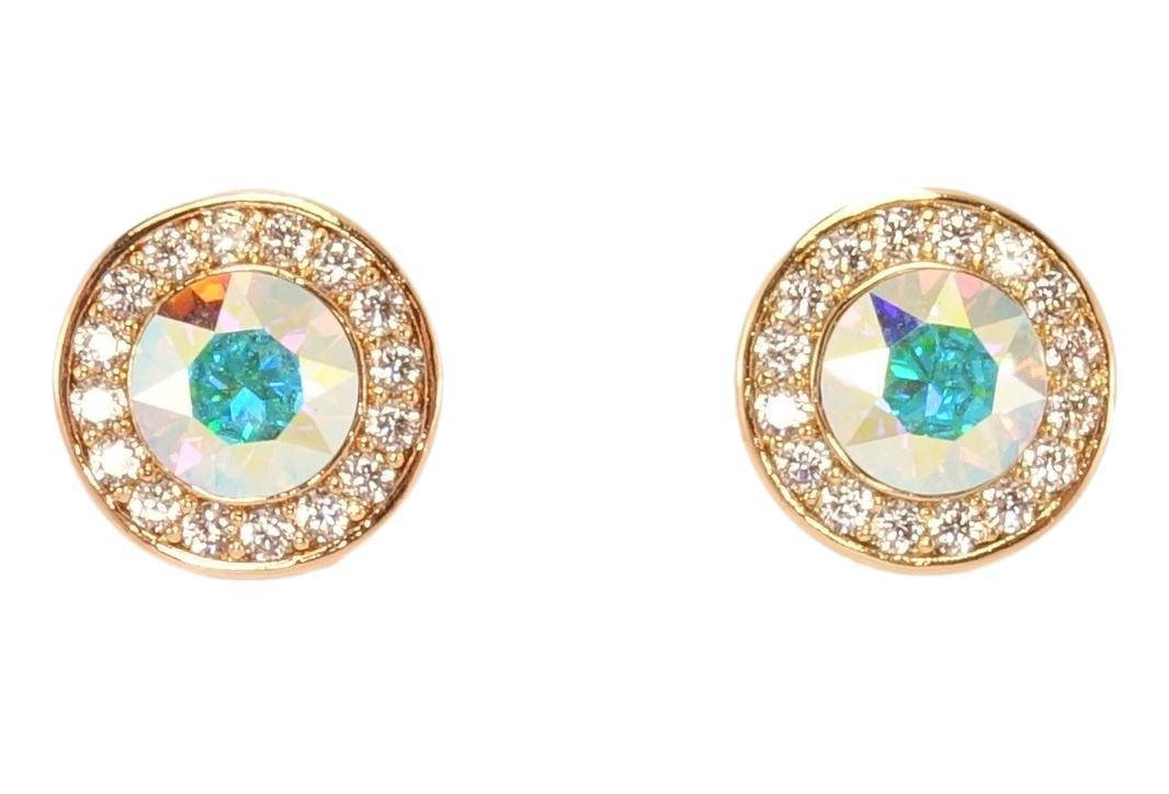 

Серьги Xuping Позолота 18K с кристаллами Swarovski гвоздики "Кристалл Aurore Boreale в обрамлении циркония" ø