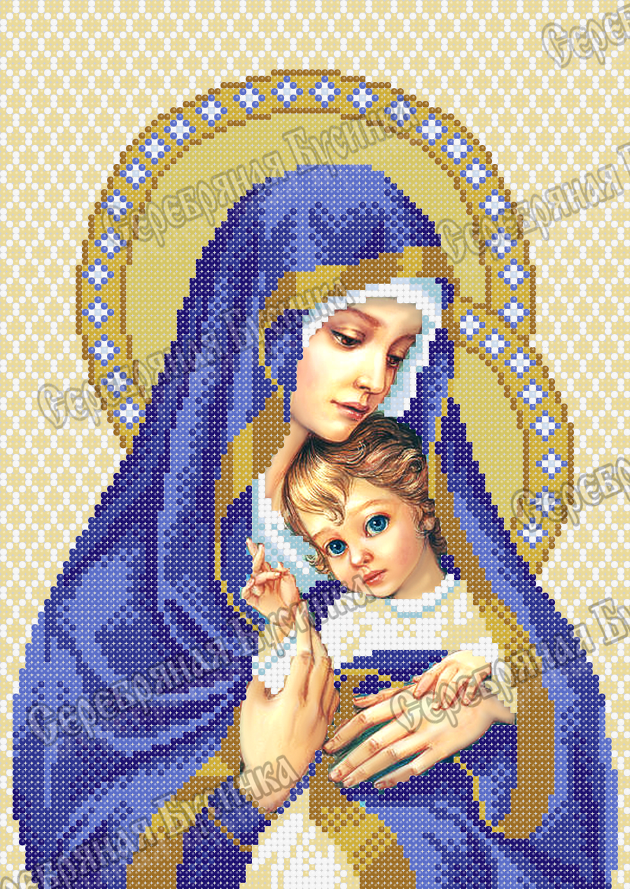 

Святая Мадонна с младенцем Схема вышивки бисером