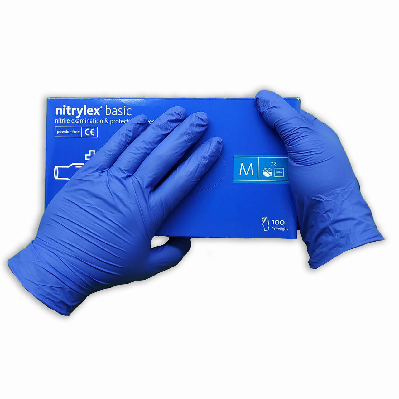 

Перчатки нитриловые Nitrylex Basic одноразовые нестерильные 100 шт размер  синие, Синий