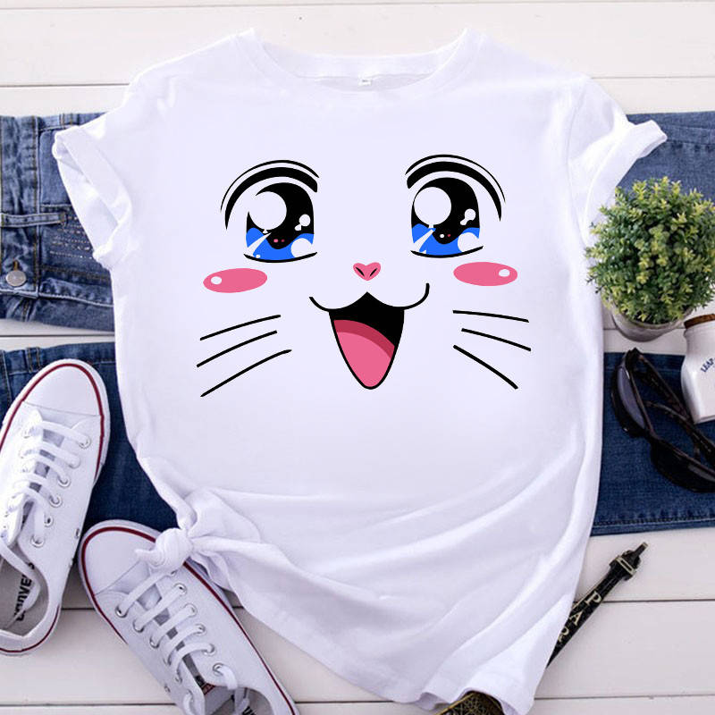 

Женская футболка мордочка кошки с голубыми глазами. Женская футболка с кошкой, Белый