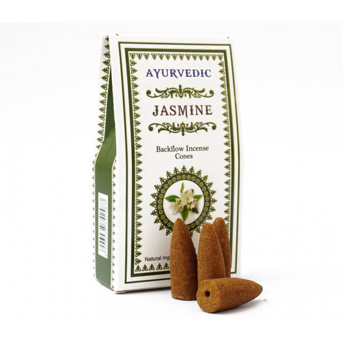 

Благовония Ayurvedic Back Flow Jasmine Жасмин конусы 30 грамм