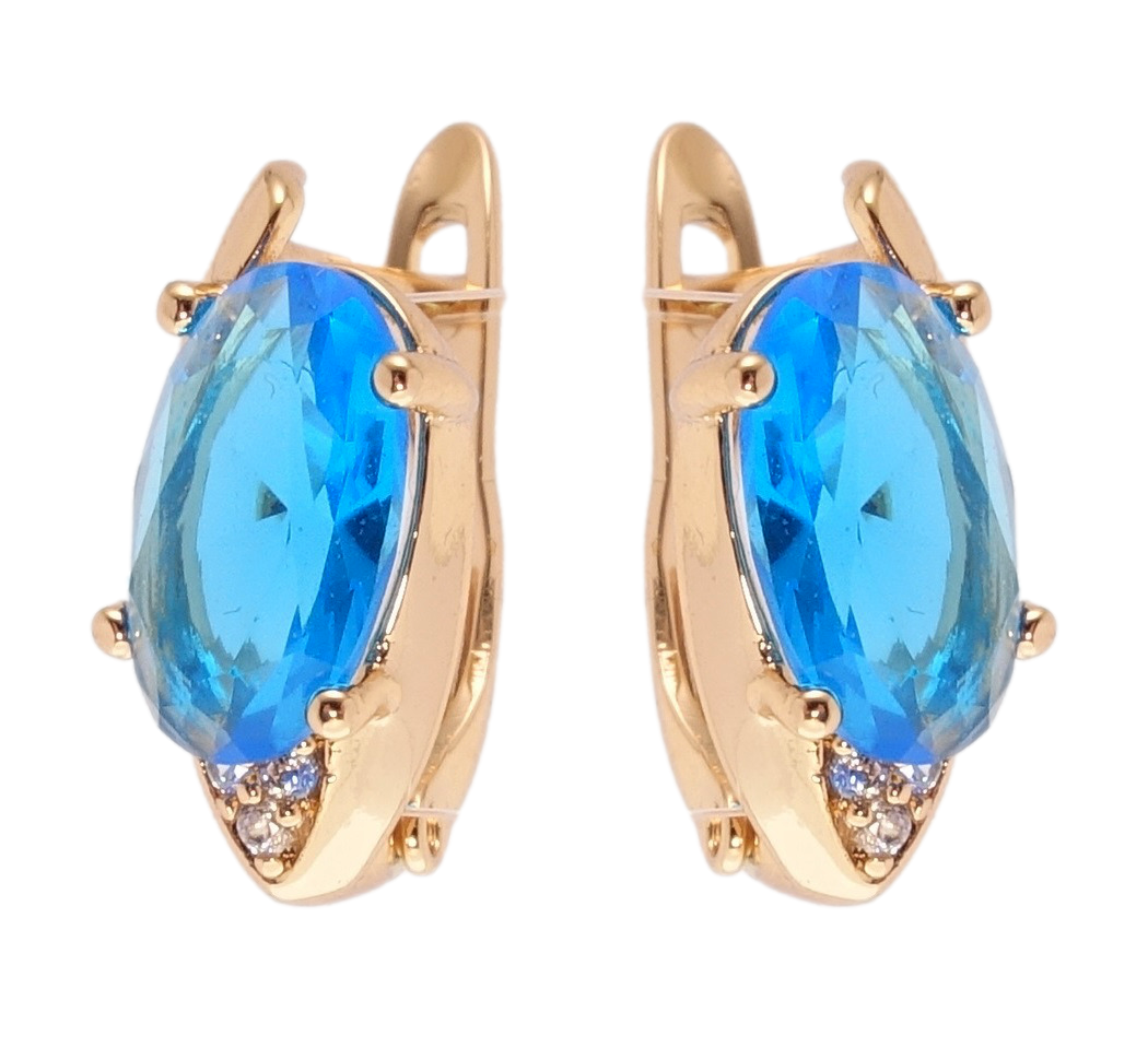

Серьги Xuping Позолота 18K английский замок "Голубые фианиты"