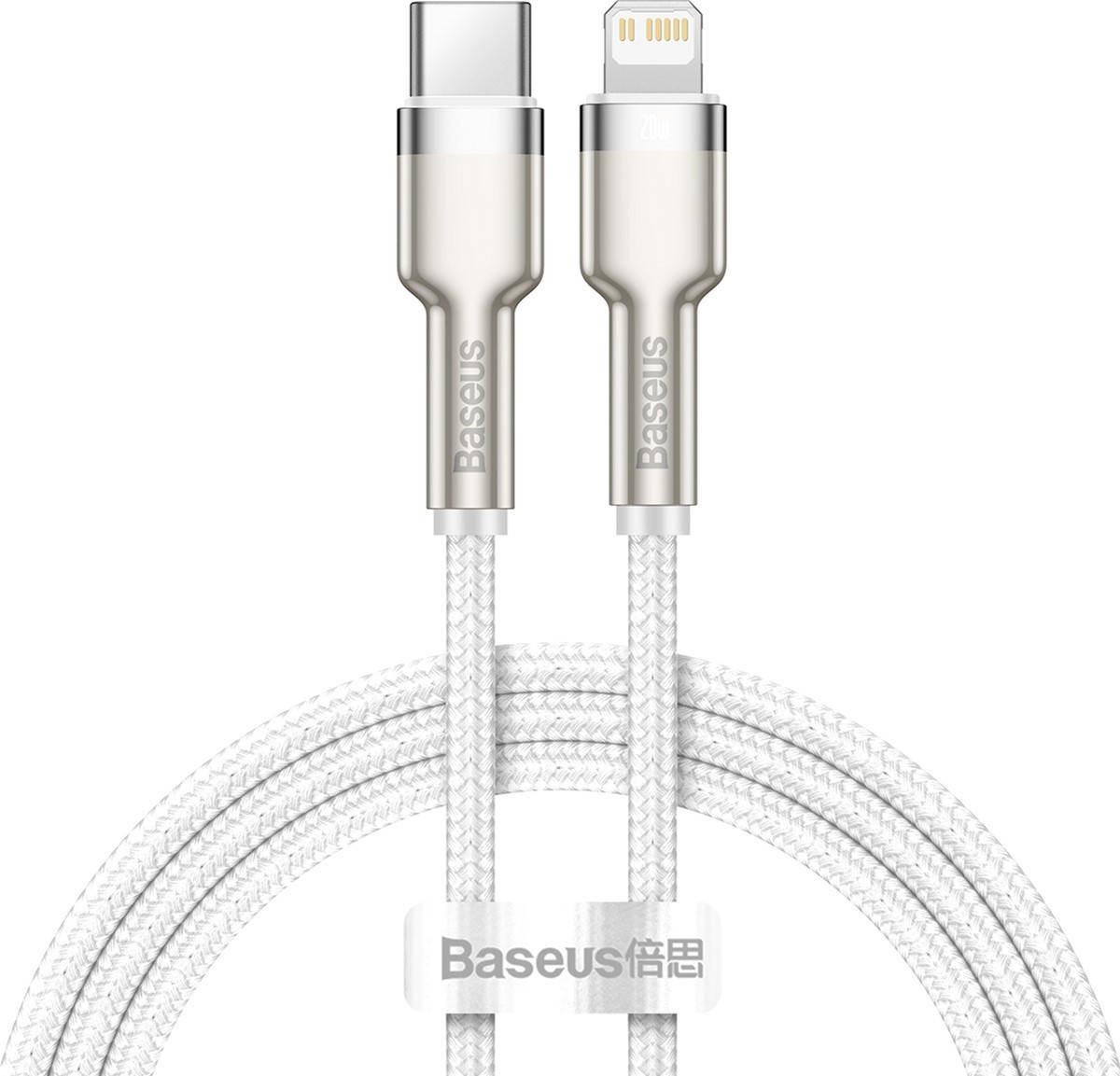 

Кабель Baseus Cafule Metal USB-C-Lightning, 2м White (CATLJK-B02), Белый