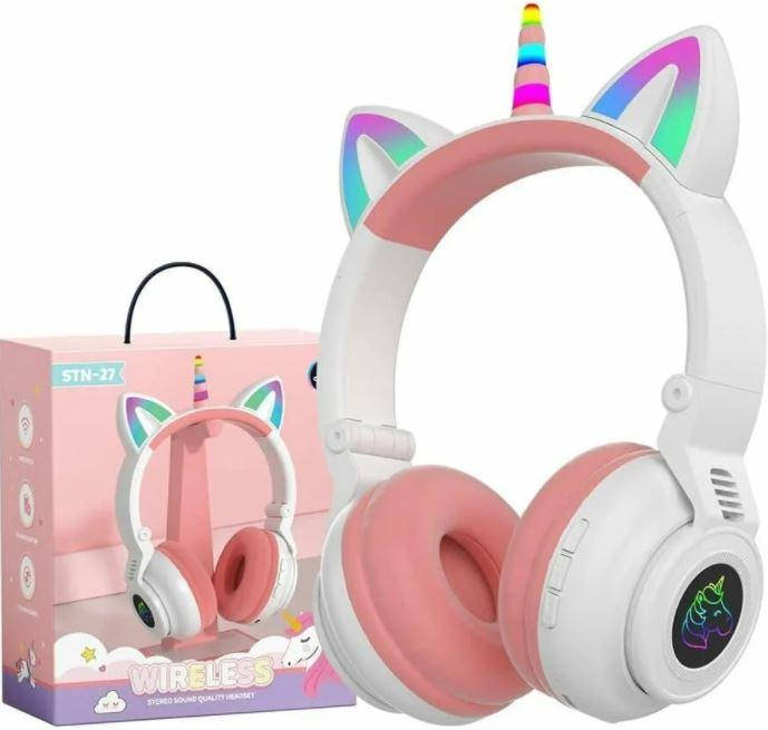 

Детские беспроводные наушники Cat Ear STN-27 LED Bluetooth с ушками регулированным оголовьем ЧЕРНЫЕ, Разные цвета