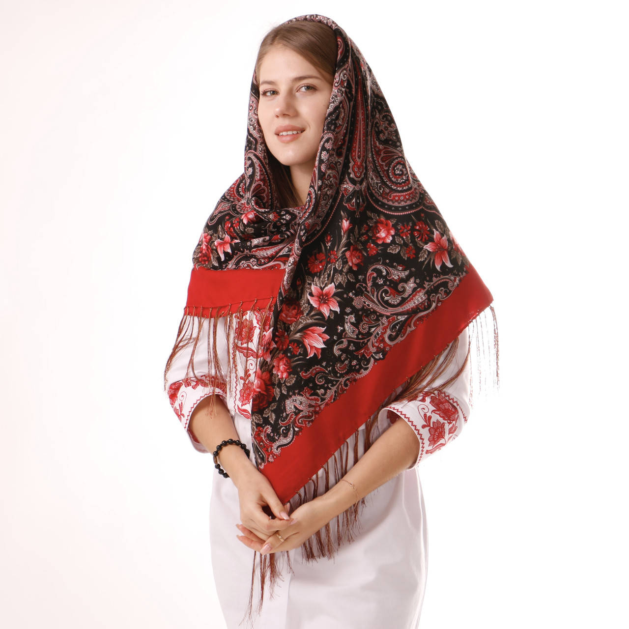 

Хустка вовняна червона Т120/283, Красный