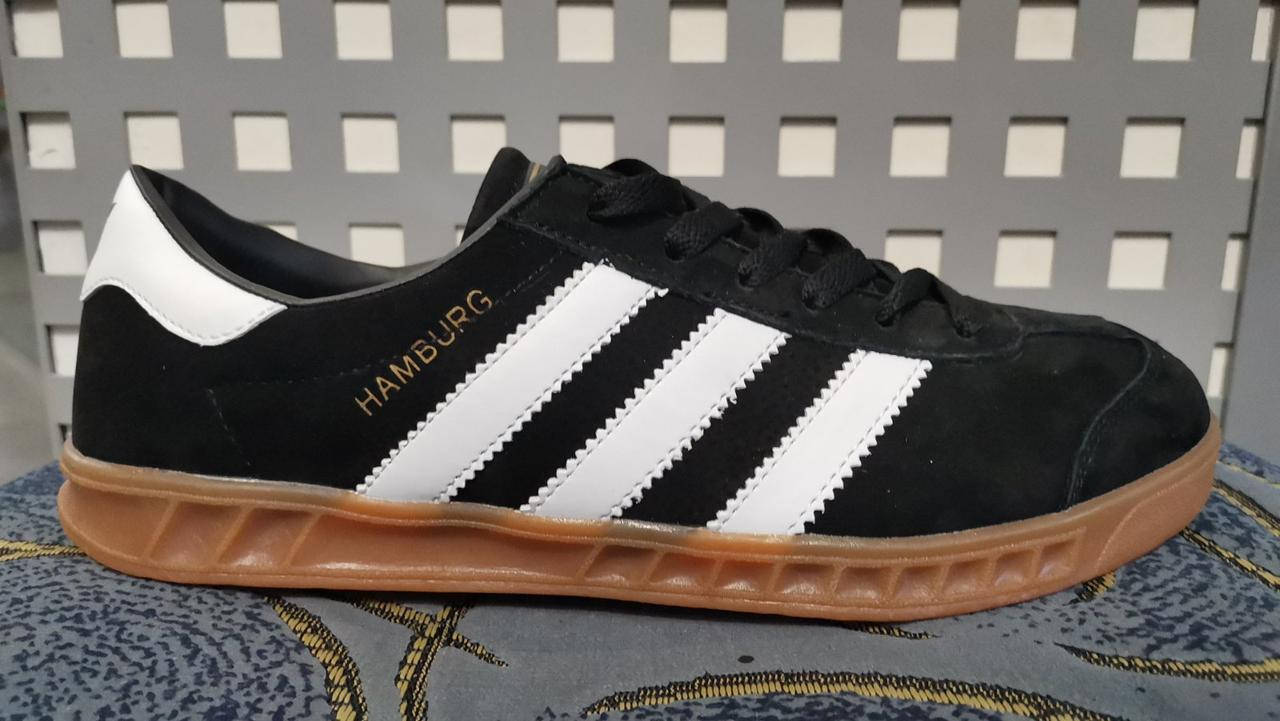 

Мужские кроссовки Adidas Hamburg замшевые черные (), Черный