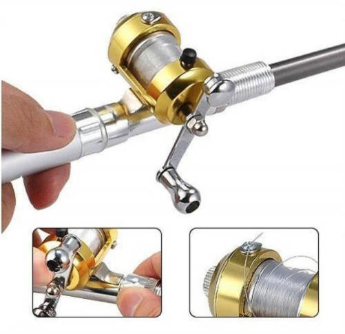 

Карманная удочка-ручка для рыбалки с катушкой Pen Fishing Rod складной походной мини спининг для отдыха, Разные цвета