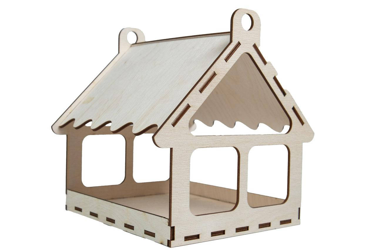 

Деревянная кормушка для птиц из фанеры уличная на дерево 22*22*20 см, Коричневый